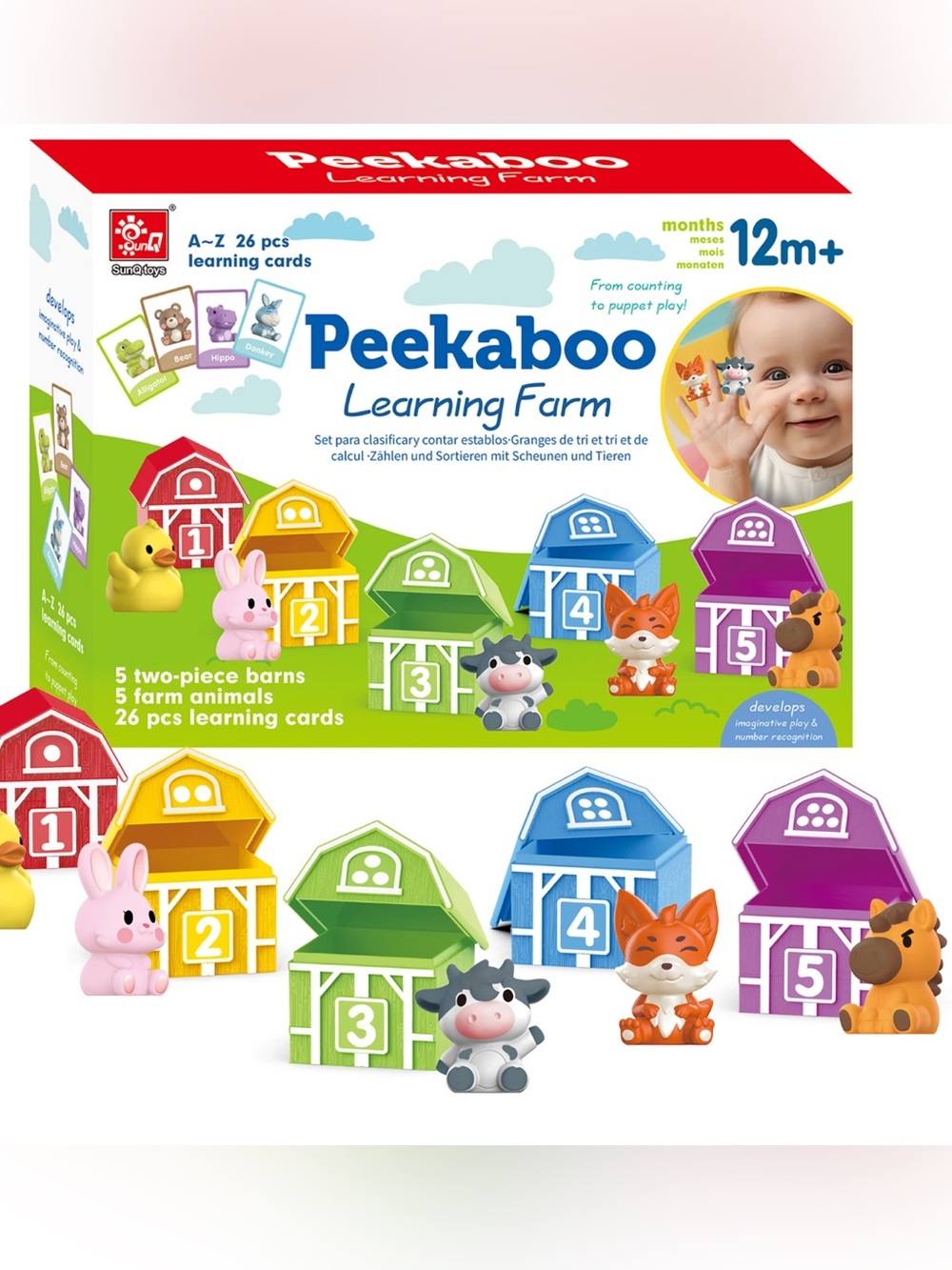 Peekaboo Learning Farm Plush Animal Set - Multicolor